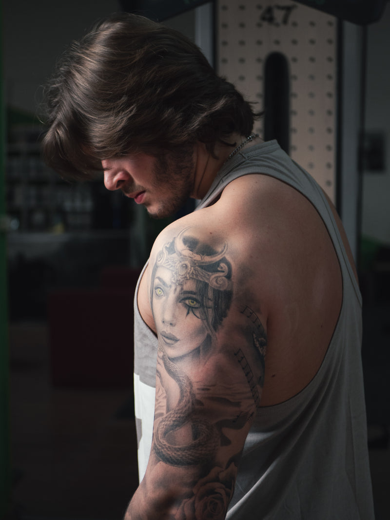 Tanktop/Stringer "PUSH HARDER" - grau
